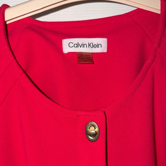 Calvin Klein Vibrant Red Long Sleeve Dress - Picture 2 of 3